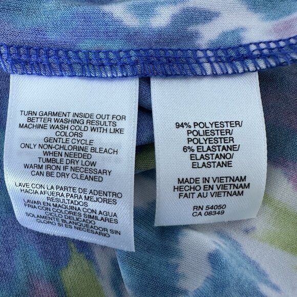 Jones NY Signature Woman Tunic Top 2X Blue Combo Ikat Geometric Stretch - Picture 12 of 13